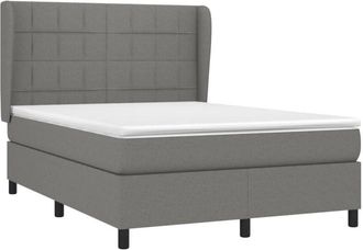 vidaXL Cama Box Spring Con Colch&oacute;n Tela Gris Oscuro 140x200 Cm Vidaxl