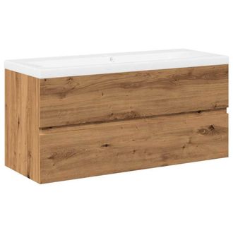 Berkfield Home Sink Cabinet with Built-in Basin Artisan Oak 101x39.5x49 cm in Brown
