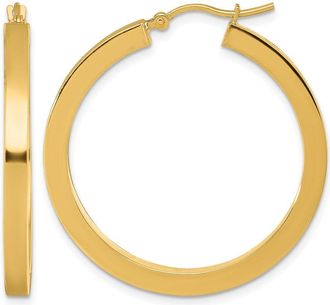 Diamond2Deal 14k Gold 3mm Square Shape Tube Hoop Earrings