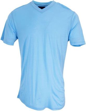 Lords of Harlech Victor Extra Fine Merino Wool V-neck Shirt in Blue at Nordstrom, Size Xx-Large