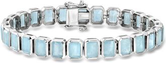 Ross-Simons Bezel-Set Aquamarine Bracelet in Sterling Silver