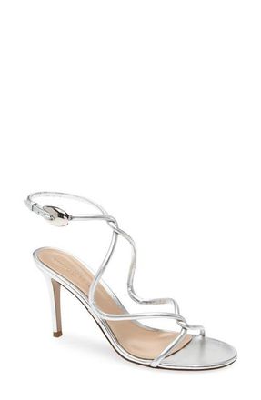 Gianvito Rossi Black Mamba Sandal in Silver Trasp at Nordstrom, Size 10.5Us