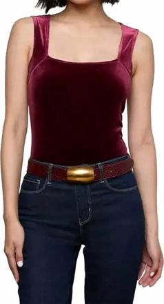L'agence Molly Square Neck Bodysuit In Dark Port