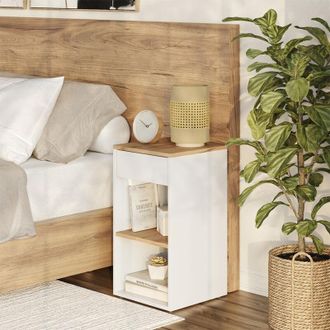 Vicco Mesilla De Noche Dany, Roble Blanco/dorado, 35 X 65 Cm Con 1 Caj&oacute;n, Vicco