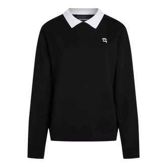 Karl Lagerfeld Ikon Collar Sweatshirt - Dames - Sweatshirts - Zwart - S - Katoen - Hoodies & sweatvesten