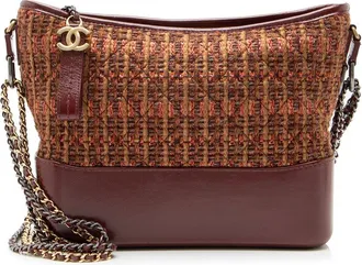 Chanel Brown Tweed & Calfskin Gabrielle Medium Hobo (Authentic Pre-Loved)