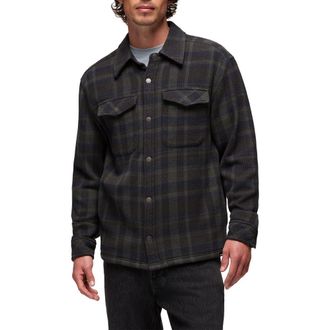 Prana Happy Camp Flannel Snap-Up Shirt Jacket in Thyme at Nordstrom, Size Medium