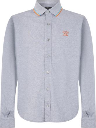 Paul & Shark Lange Mouw Polo - Heren - Casual Overhemden - Grijs - L - Katoen - Overhemden