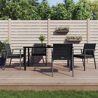vidaXL Juego Comedor Jard&iacute;n 5 Piezas Y Cojines Rat&aacute;n Sint&eacute;tico Y Acero Vidaxl