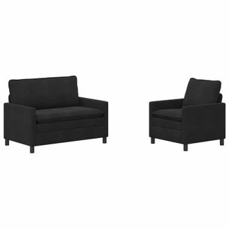 vidaXL Juego De Sof&aacute; 2 Uds. Negro Terciopelo Vidaxl