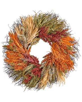 Nearly Natural 26In. Fall Sorghum Harvest Autumn Artificial Wreath