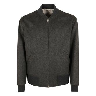 Lardini Gekreind wollen bomberjack - Heren - Bomber jackets - Grijs - 2XL - Wol - Jassen