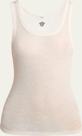 Versace Scoop-Neck Ribbed Wool Tank Top