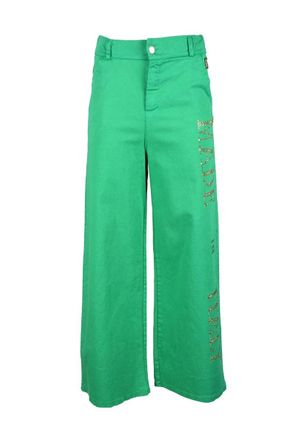 Mar&ccedil;i by Gil Santucci Wide-Leg Cropped Trousers With Classic Waistband And Decorative Detail