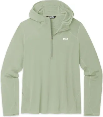 Stio | Mens Trax Power Grid Half Zip Hoodie, Size Extra Large in Sage Flats