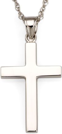 Ross-Simons 14kt White Gold Polished Cross Pendant Necklace