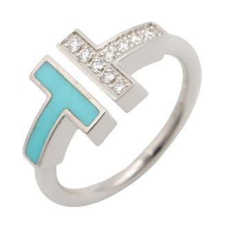 Tiffany & Co. Silver Blue Clear White Gold (18K) Band Ring (Pre-Owned)