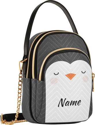 Generic Custom Crossbody Bag for Women, Lovely Penguin Phone Purse Detachable Personalized Name Chain Bag Shoulder Handbag Wallet