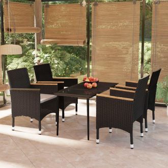 vidaXL Juego De Comedor De Jard&iacute;n 5 Piezas Con Cojines Negro Vidaxl