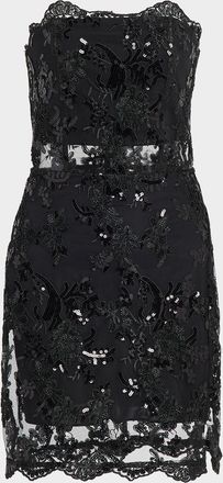 Alice & Olivia Georgie Embellished Lace Mini Dress