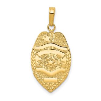 Diamond2Deal 14k Yellow Gold Polished Police Badge Pendant