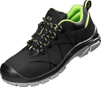 Ace Constructor S3 Work Shoes - Leather Trainer - Safety Steel Toe Cap - Slip & Oil Resistant - Black - Size 11