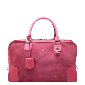 Loewe Pre-owned Handbags, female, Pink, Size: ONE SIZE Pre-owned Amazona Leather Suede Handbag Limited