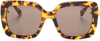 Swarovski tortoiseshell-effect oversize-frame sunglasses - women - Acetate - 55 - Brown
