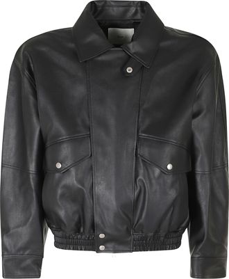 Dunst Black Alter Loose Cropped Artificial Leather Blouse