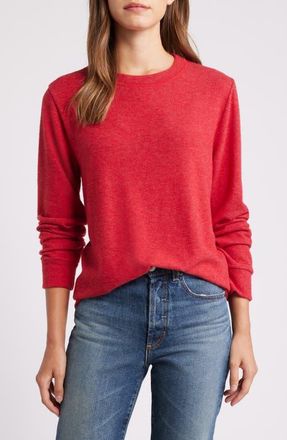 Loveappella Crewneck Brushed Jersey Top in Red at Nordstrom, Size X-Large