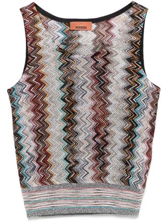 Missoni zigzag-motif lamé top - Blue
