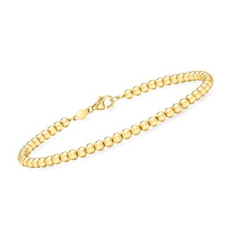 RS Pure by Ross-Simons Italian 3mm 14kt Yellow Gold Bead Bracelet
