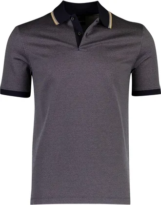 Bugatti Poloshirt Bugatti donkerblauw geprint wijde fit katoen