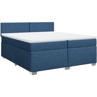 vidaXL Cama Box Spring Con Colch&oacute;n Tela Azul 200x200 Cm Vidaxl