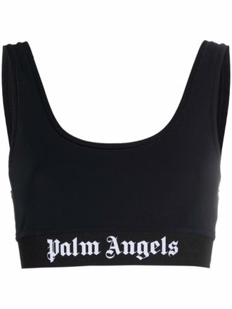 Palm Angels Black Classic Logo sport bra