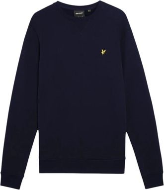 Lyle & Scott Brushback Fleece Crew Neck Sweatshirt - Heren - Sweatshirts - Blauw - M - Katoen - Hoodies & sweatvesten