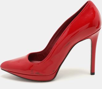 Lanvin Red Patent Leather Pointed Toe Platform Pumps