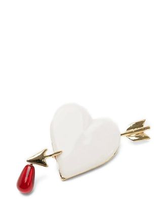 Andres Gallardo Cupid heart-shaped pin - women - Gold Plated Brass/Porcelain - One Size