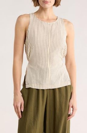 Max Studio Pinstripe Tie Back Tank in Ivory/Black at Nordstrom Rack, Size X-Small