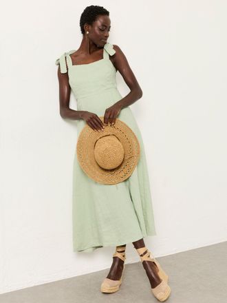 Fat Face FatFace Delphine Green Regular Linen Midi Dress