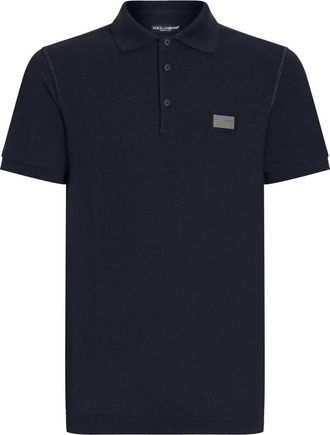 Dolce & Gabbana Logo Plaque Polo - Heren - Polos - Blauw - L - Katoen - Tops