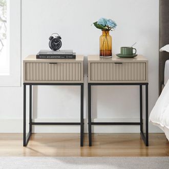 Melody Maison Pair Of One Drawer Bedside Tables - Hesley Taupe Stone Range in Grey