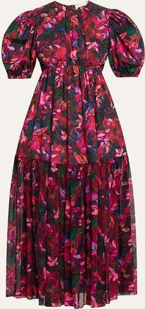 Ulla Johnson Collage Hibiscus Midi Dress