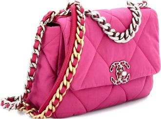 Chanel 19 Flap Bag Quilted Canvas Medium shoulder bag - Rosa