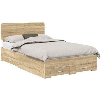 vidaXL Bed Frame with Drawer Sonoma Oak 120 x 190 cm Engineered Wood vidaXL