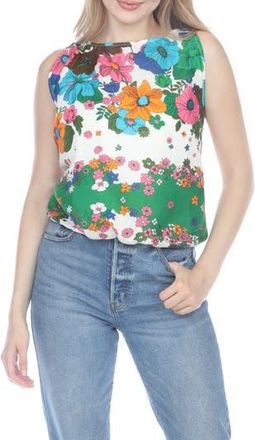 Rain + Rose Floral Print Sleeveless Top in As Is at Nordstrom Rack, Size X-Large