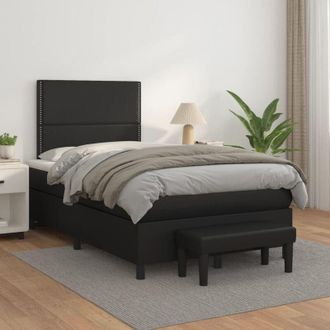 vidaXL Vidaxl - Cama Box Spring Con Colch&oacute;n Cuero Sint&eacute;tico Negro 120x200 Cm