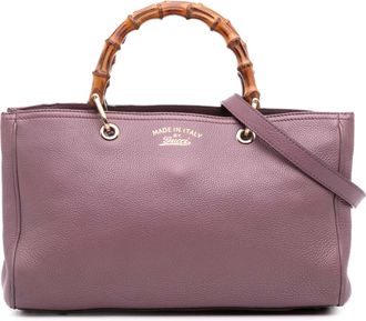 Gucci Pre-owned Womens Medium Calfskin Bamboo Shopper Satchel - Rose Gold Leather - One Size