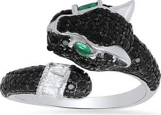 Queen Jewels Sterling Silver Pavé Cubic Zirconia Panther Bypass Ring at Nordstrom Rack, Size 6