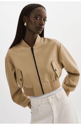 LaMarque EVELIN | Faux Leather Cropped Bomber in Wheat at Nordstrom, Size X-Small